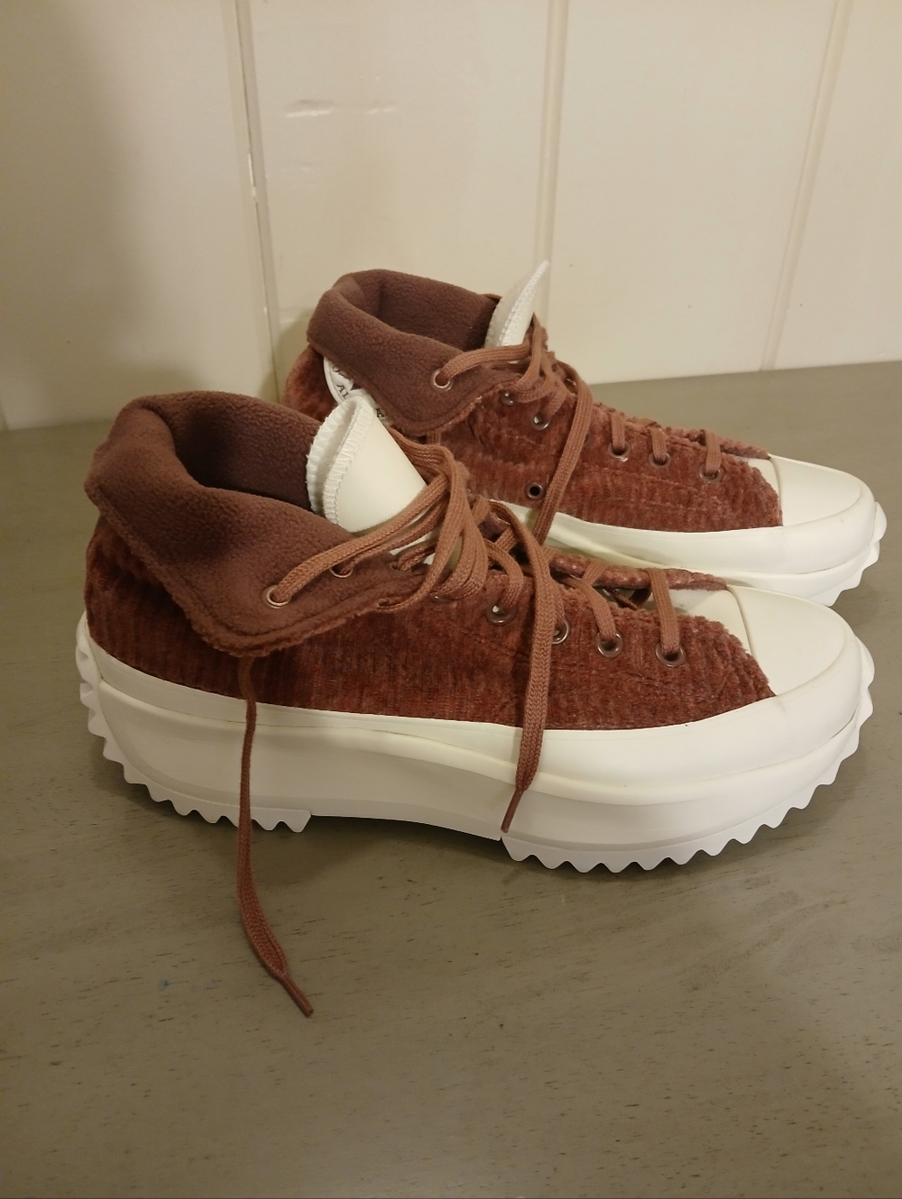 Converse 10 Platform Run Star Hike Chunky High-Top Mauve Purple Corduroy Shoes - Picture 10 of 15